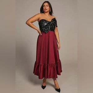 Anthropologie Hutch Sequin Bow Tie Maxi Dress